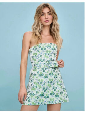 Women's Amanda Uprichard Green Floral Mini Dress S